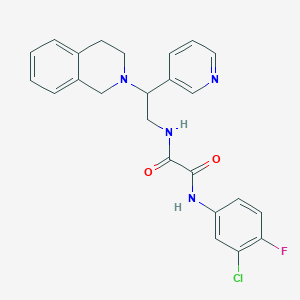 molecular formula C24H22ClFN4O2 B2635876 N-(3-chloro-4-fluorophenyl)-N'-[2-(pyridin-3-yl)-2-(1,2,3,4-tetrahydroisoquinolin-2-yl)ethyl]ethanediamide CAS No. 904277-66-3