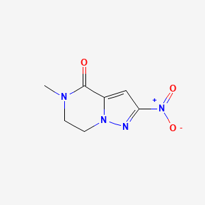 molecular formula C7H8N4O3 B2635880 5-Methyl-2-nitro-6,7-dihydropyrazolo[1,5-A]pyrazin-4(5H)-one CAS No. 1408327-48-9
