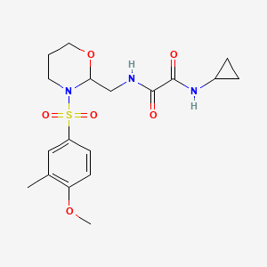 molecular formula C18H25N3O6S B2635884 N-cyclopropyl-N'-{[3-(4-methoxy-3-methylbenzenesulfonyl)-1,3-oxazinan-2-yl]methyl}ethanediamide CAS No. 872986-39-5