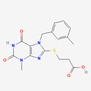 3-[3-Methyl-7-[(3-methylphenyl)methyl]-2,6-dioxopurin-8-yl]sulfanylpropanoic acid