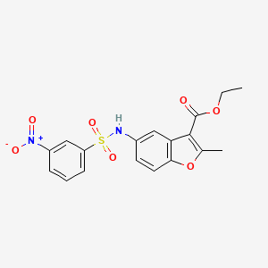 molecular formula C18H16N2O7S B2635916 ethyl 2-methyl-5-(3-nitrobenzenesulfonamido)-1-benzofuran-3-carboxylate CAS No. 305373-78-8