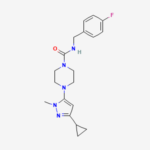 4-(3-cyclopropyl-1-methyl-1H-pyrazol-5-yl)-N-(4-fluorobenzyl)piperazine-1-carboxamide