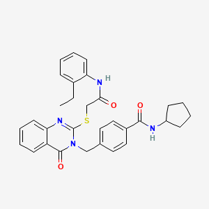 molecular formula C31H32N4O3S B2635980 N-cyclopentyl-4-{[2-({[(2-ethylphenyl)carbamoyl]methyl}sulfanyl)-4-oxo-3,4-dihydroquinazolin-3-yl]methyl}benzamide CAS No. 1115360-44-5