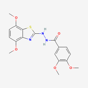 molecular formula C18H19N3O5S B2635985 N'-(4,7-dimethoxy-1,3-benzothiazol-2-yl)-3,4-dimethoxybenzohydrazide CAS No. 851988-00-6