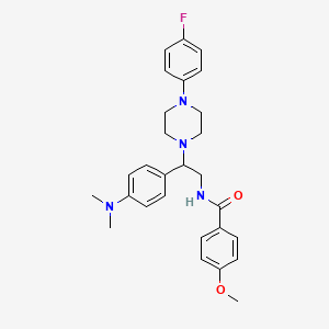 molecular formula C28H33FN4O2 B2636001 N-{2-[4-(dimethylamino)phenyl]-2-[4-(4-fluorophenyl)piperazin-1-yl]ethyl}-4-methoxybenzamide CAS No. 946286-73-3