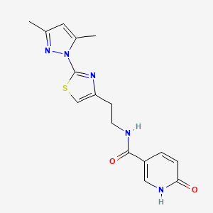 molecular formula C16H17N5O2S B2636043 N-(2-(2-(3,5-dimethyl-1H-pyrazol-1-yl)thiazol-4-yl)ethyl)-6-oxo-1,6-dihydropyridine-3-carboxamide CAS No. 1421505-12-5