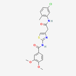 molecular formula C21H20ClN3O4S B2636058 N-(4-(2-((5-chloro-2-methylphenyl)amino)-2-oxoethyl)thiazol-2-yl)-3,4-dimethoxybenzamide CAS No. 921863-74-3