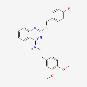molecular formula C25H24FN3O2S B2636069 N-[2-(3,4-dimethoxyphenyl)ethyl]-2-{[(4-fluorophenyl)methyl]sulfanyl}quinazolin-4-amine CAS No. 422533-66-2