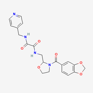 molecular formula C20H20N4O6 B2636077 N-{[3-(2H-1,3-benzodioxole-5-carbonyl)-1,3-oxazolidin-2-yl]methyl}-N'-[(pyridin-4-yl)methyl]ethanediamide CAS No. 874805-60-4
