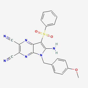 6-Amino-7-(benzenesulfonyl)-5-[(4-methoxyphenyl)methyl]pyrrolo[2,3-b]pyrazine-2,3-dicarbonitrile