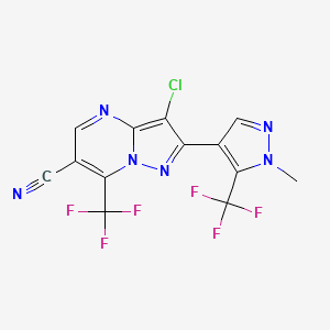 3-chloro-2-[1-methyl-5-(trifluoromethyl)-1H-pyrazol-4-yl]-7-(trifluoromethyl)pyrazolo[1,5-a]pyrimidine-6-carbonitrile