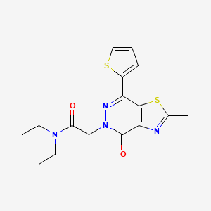 molecular formula C16H18N4O2S2 B2636087 N,N-diethyl-2-(2-methyl-4-oxo-7-(thiophen-2-yl)thiazolo[4,5-d]pyridazin-5(4H)-yl)acetamide CAS No. 941880-71-3