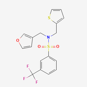molecular formula C17H14F3NO3S2 B2636091 N-(furan-3-ylmethyl)-N-(thiophen-2-ylmethyl)-3-(trifluoromethyl)benzenesulfonamide CAS No. 1428364-79-7