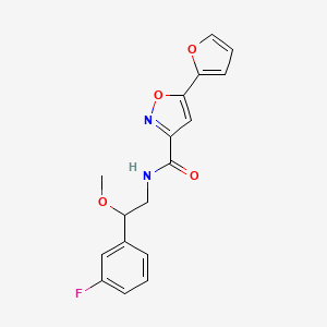 molecular formula C17H15FN2O4 B2636123 N-[2-(3-fluorophenyl)-2-methoxyethyl]-5-(furan-2-yl)-1,2-oxazole-3-carboxamide CAS No. 1797024-02-2