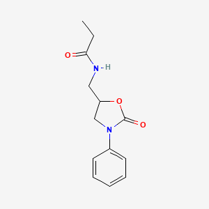 molecular formula C13H16N2O3 B2636144 N-[(2-oxo-3-phenyl-1,3-oxazolidin-5-yl)methyl]propanamide CAS No. 955259-82-2