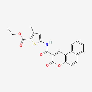 molecular formula C22H17NO5S B2636152 ethyl 3-methyl-5-{3-oxo-3H-benzo[f]chromene-2-amido}thiophene-2-carboxylate CAS No. 477568-15-3