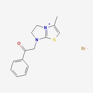 molecular formula C14H15BrN2OS B2636163 3-Methyl-7-(2-oxo-2-phenylethyl)-5,6-dihydroimidazo[2,1-b][1,3]thiazol-7-ium bromide CAS No. 139313-11-4