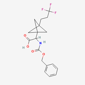 molecular formula C18H20F3NO4 B2636201 2-(Phenylmethoxycarbonylamino)-2-[3-(3,3,3-trifluoropropyl)-1-bicyclo[1.1.1]pentanyl]acetic acid CAS No. 2287260-18-6