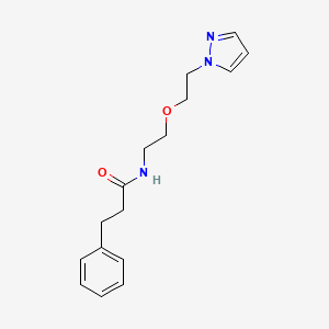 molecular formula C16H21N3O2 B2636216 N-(2-(2-(1H-pyrazol-1-yl)ethoxy)ethyl)-3-phenylpropanamide CAS No. 2034301-01-2