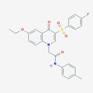 molecular formula C26H23FN2O5S B2636223 2-[6-ethoxy-3-(4-fluorobenzenesulfonyl)-4-oxo-1,4-dihydroquinolin-1-yl]-N-(4-methylphenyl)acetamide CAS No. 866729-13-7