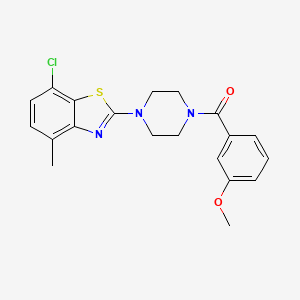 molecular formula C20H20ClN3O2S B2636225 7-chloro-2-[4-(3-methoxybenzoyl)piperazin-1-yl]-4-methyl-1,3-benzothiazole CAS No. 897488-03-8