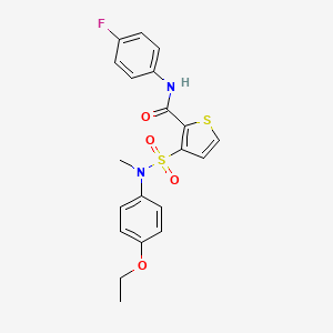 molecular formula C20H19FN2O4S2 B2636255 3-[(4-ethoxyphenyl)(methyl)sulfamoyl]-N-(4-fluorophenyl)thiophene-2-carboxamide CAS No. 1251670-21-9