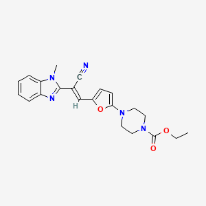 molecular formula C22H23N5O3 B2636300 ethyl 4-[5-[(E)-2-cyano-2-(1-methylbenzimidazol-2-yl)ethenyl]furan-2-yl]piperazine-1-carboxylate CAS No. 477535-47-0