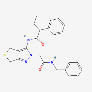 molecular formula C24H26N4O2S B2636341 N-{2-[(benzylcarbamoyl)methyl]-2H,4H,6H-thieno[3,4-c]pyrazol-3-yl}-2-phenylbutanamide CAS No. 1105249-47-5