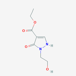 molecular formula C8H12N2O4 B2636343 ethyl 5-hydroxy-1-(2-hydroxyethyl)-1H-pyrazole-4-carboxylate CAS No. 122258-28-0