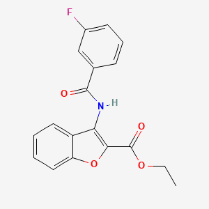 molecular formula C18H14FNO4 B2636371 Ethyl 3-(3-fluorobenzamido)benzofuran-2-carboxylate CAS No. 477500-66-6