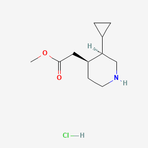 molecular formula C11H20ClNO2 B2636375 Methyl 2-[(3R,4S)-3-cyclopropylpiperidin-4-yl]acetate;hydrochloride CAS No. 2580099-86-9