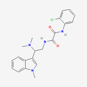 molecular formula C21H23ClN4O2 B2636389 N'-(2-chlorophenyl)-N-[2-(dimethylamino)-2-(1-methyl-1H-indol-3-yl)ethyl]ethanediamide CAS No. 1091473-11-8