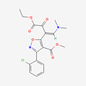 molecular formula C19H19ClN2O6 B2636409 Methyl 3-(2-chlorophenyl)-5-[2-(dimethylamino)-1-(2-ethoxy-2-oxoacetyl)vinyl]-4-isoxazolecarboxylate CAS No. 1164546-60-4