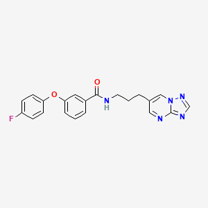 molecular formula C21H18FN5O2 B2636421 N-(3-([1,2,4]triazolo[1,5-a]pyrimidin-6-yl)propyl)-3-(4-fluorophenoxy)benzamide CAS No. 2034615-67-1