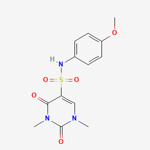 molecular formula C13H15N3O5S B2636423 N-(4-methoxyphenyl)-1,3-dimethyl-2,4-dioxo-1,2,3,4-tetrahydropyrimidine-5-sulfonamide CAS No. 874806-25-4