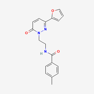 molecular formula C18H17N3O3 B2636427 N-{2-[3-(furan-2-yl)-6-oxo-1,6-dihydropyridazin-1-yl]ethyl}-4-methylbenzamide CAS No. 946365-08-8