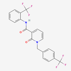 molecular formula C21H14F6N2O2 B2636443 2-oxo-N-[2-(trifluoromethyl)phenyl]-1-{[4-(trifluoromethyl)phenyl]methyl}-1,2-dihydropyridine-3-carboxamide CAS No. 338782-27-7