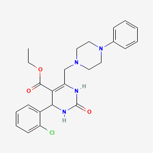molecular formula C24H27ClN4O3 B2636448 Ethyl 4-(2-chlorophenyl)-2-oxo-6-[(4-phenylpiperazin-1-yl)methyl]-1,2,3,4-tetrahydropyrimidine-5-carboxylate CAS No. 1260992-64-0