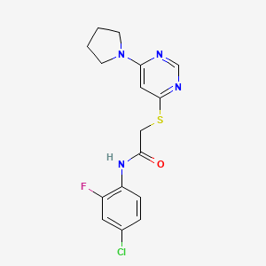 molecular formula C16H16ClFN4OS B2636450 N-(4-chloro-2-fluorophenyl)-2-((6-(pyrrolidin-1-yl)pyrimidin-4-yl)thio)acetamide CAS No. 1251572-94-7
