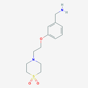 molecular formula C13H20N2O3S B2636451 4-{2-[3-(Aminomethyl)phenoxy]ethyl}-1lambda6-thiomorpholine-1,1-dione CAS No. 1153850-22-6