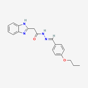 molecular formula C19H20N4O2 B2636458 (E)-2-(1H-benzo[d]imidazol-2-yl)-N'-(4-propoxybenzylidene)acetohydrazide CAS No. 539806-72-9