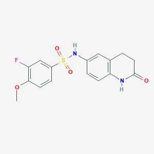 molecular formula C16H15FN2O4S B2636464 3-fluoro-4-methoxy-N-(2-oxo-1,2,3,4-tetrahydroquinolin-6-yl)benzene-1-sulfonamide CAS No. 922133-79-7