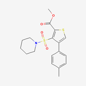 molecular formula C18H21NO4S2 B2636480 methyl 4-(4-methylphenyl)-3-(piperidine-1-sulfonyl)thiophene-2-carboxylate CAS No. 941888-62-6
