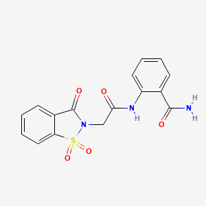 2-(2-(1,1-dioxido-3-oxobenzo[d]isothiazol-2(3H)-yl)acetamido)benzamide