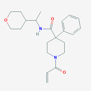 molecular formula C22H30N2O3 B2636513 N-[1-(Oxan-4-yl)ethyl]-4-phenyl-1-prop-2-enoylpiperidine-4-carboxamide CAS No. 2200577-67-7