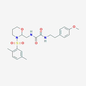 molecular formula C24H31N3O6S B2636525 N-{[3-(2,5-dimethylbenzenesulfonyl)-1,3-oxazinan-2-yl]methyl}-N'-[2-(4-methoxyphenyl)ethyl]ethanediamide CAS No. 872724-49-7