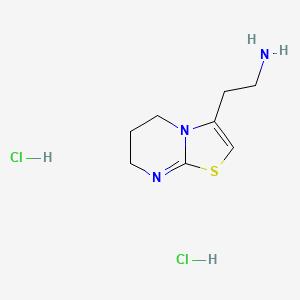 molecular formula C8H14ClN3S B2636551 [2-(6,7-Dihydro-5H-[1,3]thiazolo[3,2-a]pyrimidin-3-yl)ethyl]amine dihydrochloride CAS No. 1609403-51-1