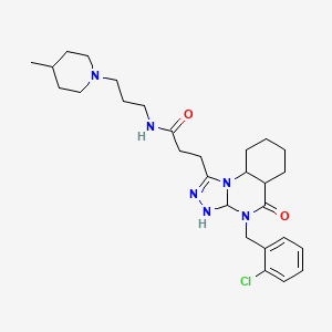 3-{4-[(2-chlorophenyl)methyl]-5-oxo-4H,5H-[1,2,4]triazolo[4,3-a]quinazolin-1-yl}-N-[3-(4-methylpiperidin-1-yl)propyl]propanamide