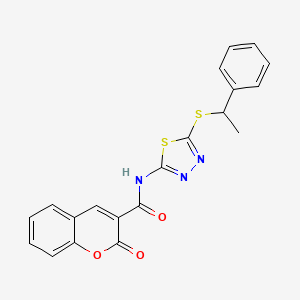 2-oxo-N-(5-((1-phenylethyl)thio)-1,3,4-thiadiazol-2-yl)-2H-chromene-3-carboxamide