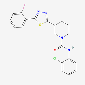 molecular formula C20H18ClFN4OS B2636565 N-(2-chlorophenyl)-3-[5-(2-fluorophenyl)-1,3,4-thiadiazol-2-yl]piperidine-1-carboxamide CAS No. 1351607-05-0